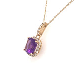 14 Karat Yellow Gold Pendant with a 1.45 Carat Cushion Cut Amethyst an